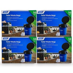 Camco 40 Pack Leak Proof Double Lined Camping Toilet Bucket Waste Bags, Black - 1 of 4