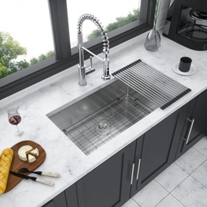 Undermount Kitchen Sink - 32inx19in Stainless Steel 16 Gauge Deep Single Bowl Sinks - 1 of 1