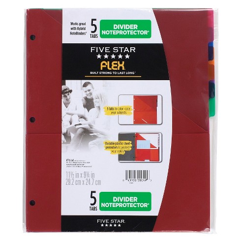 Five Star 5 Tab Flex Noteprotector Binder Insert Assorted Colors Target