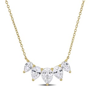 EVERLY JEWELRY  |   Yellow Plated Sterling Silver 5 2/5 CT TGW Created White Sapphire Necklace on 1.2mm Cable Chain w/ Lobster clasp - 1 of 4