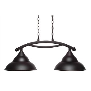 Toltec Lighting Bow 2 - Light Island Pendant Light in  Dark Granite with 13" Dark Granite Double Bubble Metal Shade Shade - 1 of 1