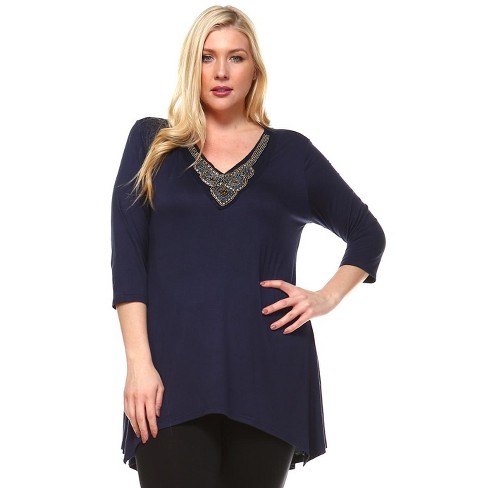 Embellished plus size discount tops