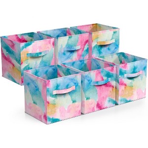 Sorbus 6 Pack 11 Inch Foldable Storage Cubes with Handles- for Organizing Home, Shelves, Nursery, Playroom, Closet and More - 1 of 4