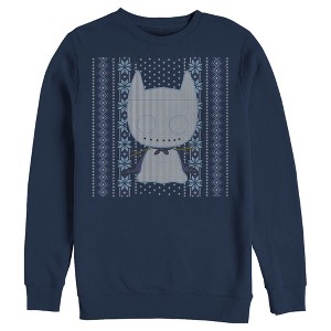 Men's Batman Ugly Christmas Chibi Snow Bat Sweatshirt - 1 of 3