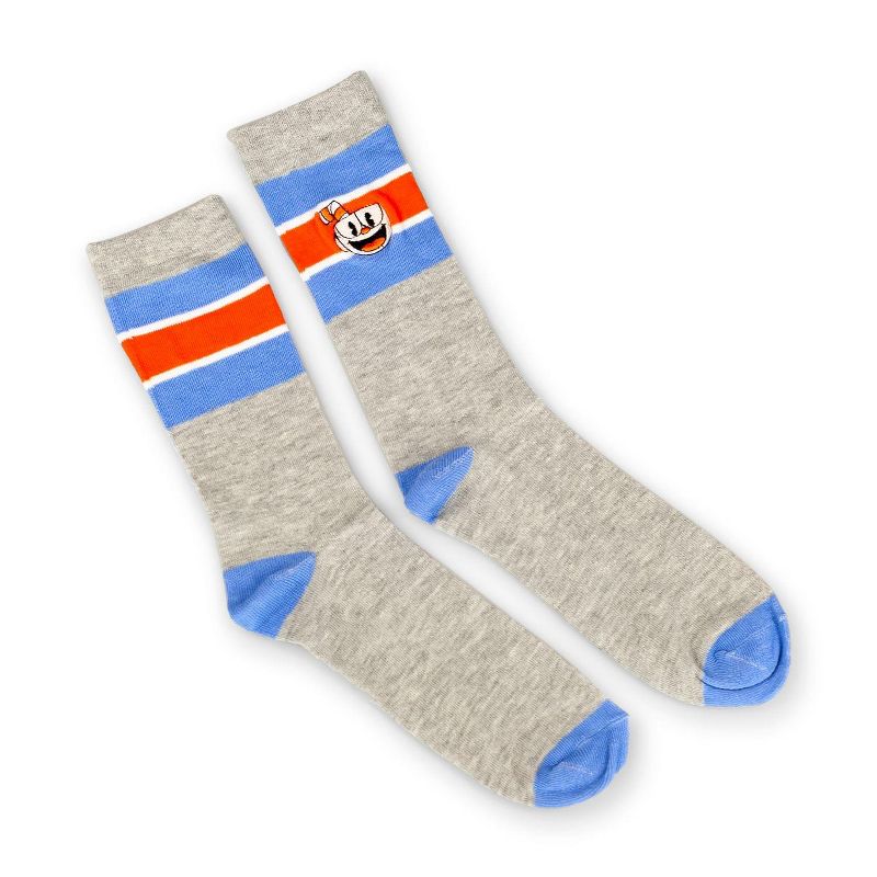 Hypnotic Socks OFFICIAL Cuphead Striped Grey Crew Socks | Soft Socks Perfect for Cuphead Fans, 1 of 8