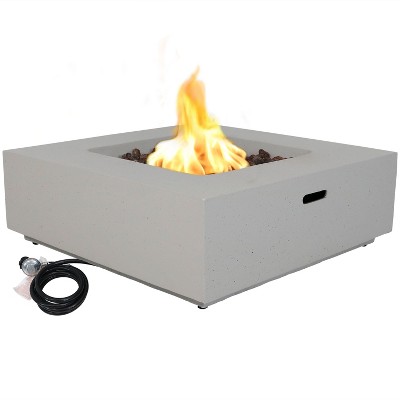 Sunnydaze Contempo Outdoor Propane Gas Fire Pit Bowl with Weather-Resistant Durable Cover and Lava Rocks - 34" Square