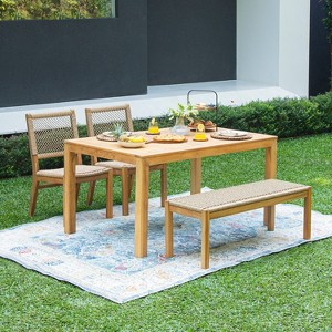 Cambridge Casual 4pc Paxton Teak Wood Outdoor Patio Dining Set with Honey Wicker Brown - 1 of 4