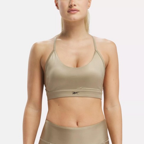 Reebok Lux Shine Strappy Bra Xl Boulder Beige : Target