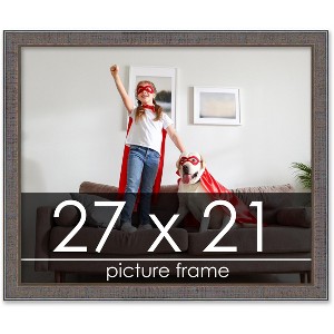 PosterPalooza | Textured Grey Picture Frame - UV Acrylic, Backing Board, Hanging Hardware Included - 1 of 4