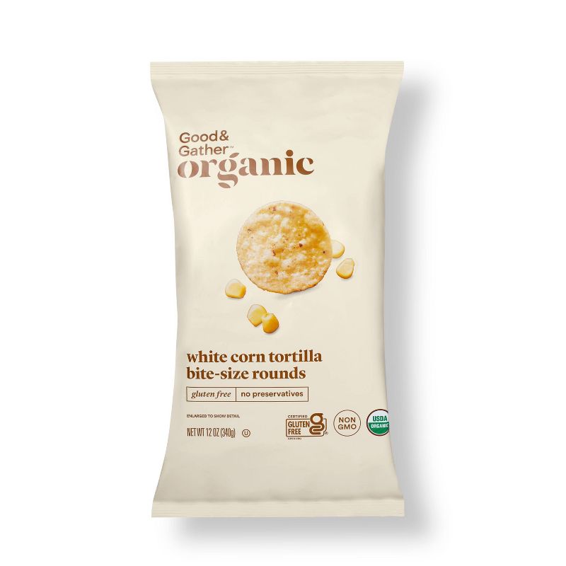Organic White Corn Tortilla Bite size Rounds - 12oz - Good &#38; Gather&#8482;, 1 of 4