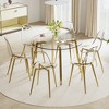 DOMETOUR Modern minimalist round tempered glass table, golden metal legs, for kitchen, dining, living room, 42x42x29.5 1123r - 4 of 4