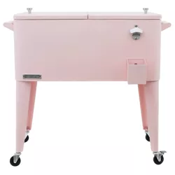 80qt Portable Rolling Patio Cooler - Pink - Permasteel