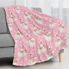 Lomsoe Santa Claus Christmas Throw Blanket, Pink Santa Claus Xmas Tree Snowflake Design Blanket, Cozy Soft Warm Flannel Blankets. - 2 of 4
