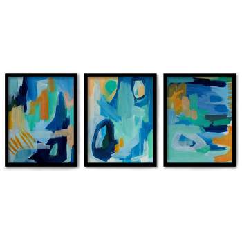 Americanflat Modern Triptych Wall Art Painted Abstract Texture by Chelsea Hart - Set of 3 Framed Prints