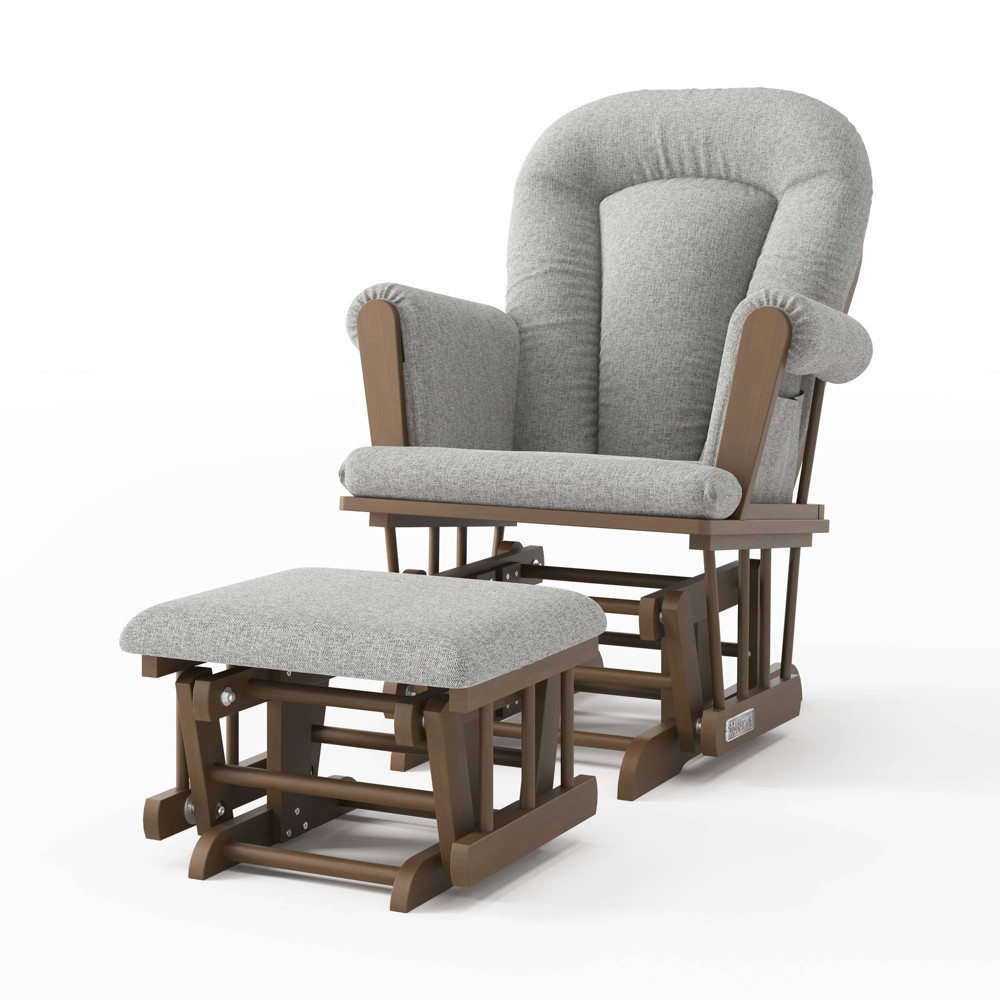 Photos - Rocking Chair Child Craft Tranquil Glider and Ottoman - Cocoa Bean/Gray Herringbone