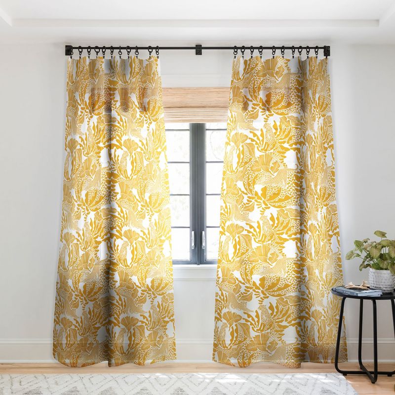 evamatise Surreal Jungle in Bright Yellow Single Panel Sheer Window Curtain - Deny Designs, 1 of 7