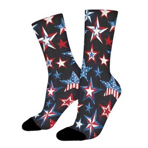 American Flag Stars Women Printed Crew Socks Funny Funky Socks Soft Polyester Novelty Gifts for Artists Men - 1 of 1