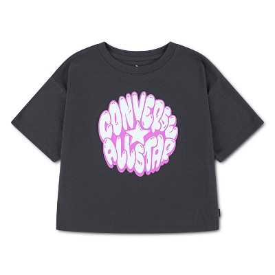 Converse Girls' Short Sleeve Boxy Fit Graphic T-Shirt - Black L — фото 3