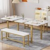 VECELO 3-Piece 63" Extendable Kitchen Table with Benches Chairs, Modern Breakfast Dinette Dining Room Set for 8/6/4, Black/Brown/White - 2 of 4