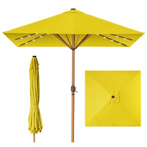 Best Choice Products 9ft Deep Square Solar LED Lighted Patio Umbrella w/ Faux Wood Texture, UV-Resistant - 1 of 4