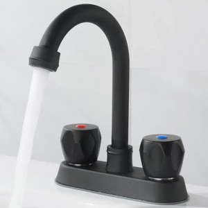 LunaLulink 2 Handle Bathroom Matte Stainless Steel Center Mount Bathroom Faucet for Laundry Room Vanity - 1 of 4