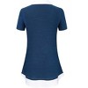 Women's Short Sleeve V-Neck Contrast Collared Shirts Patchwork Work Blouse Tunics Tops - 3 of 4