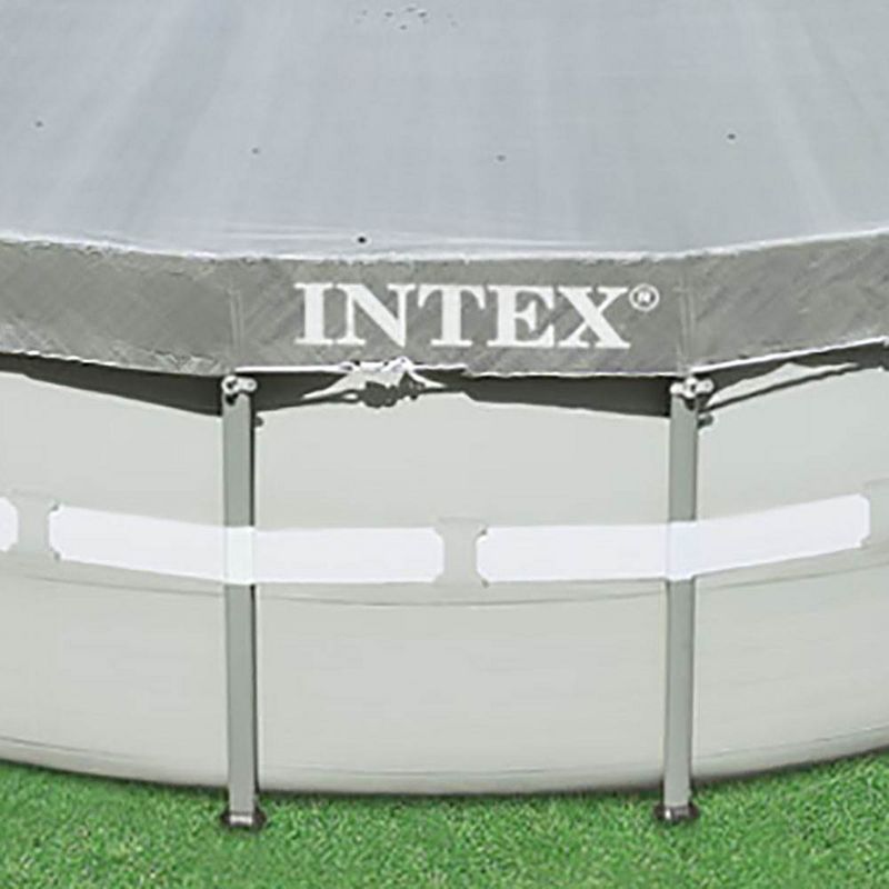 Intex 28041E UV Resistant Deluxe Debris Pool Cover for 18-Foot Intex Ultra Frame Round Above Ground Swimming Pools with Drain Holes, Gray, 5 of 7