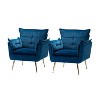 Set of 2 Jonat Contemporary Velvet Wooden Upholstered Armchair with Metal Legs for Bedroom and Living Room| ART OF LIVING DESIGNS - 2 of 4