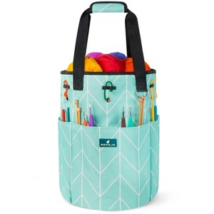 PAVILIA Knitting Bag Crochet Organizer, Yarn Storage Tote Accessories Supplies Project Case, Holder Grommets, Needles Hooks Essential - 1 of 4