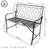 Sunnydaze Outdoor 2-Person Iron Argyle Diamond Patio Bench - Black - 2 of 4