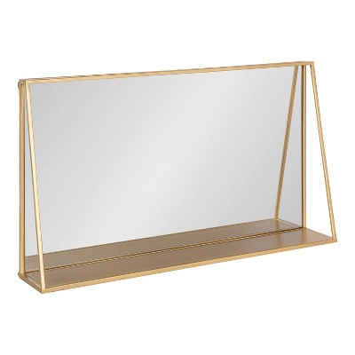 Lintz Metal Framed Decorative Wall Mirror with Shelf - Kate & Laurel All Things Decor
