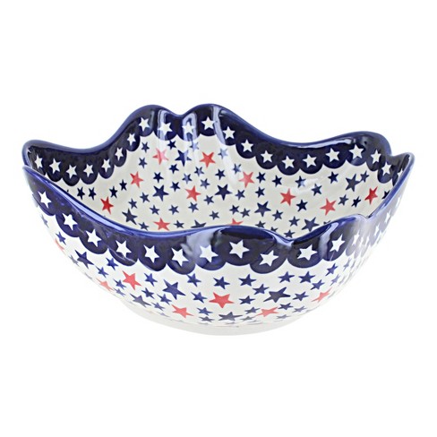 Blue Rose Polish Pottery Stars & Stripes Large Mixing Bowl : Target