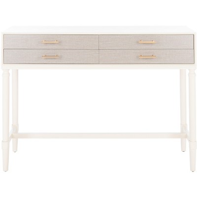 White Wood and Metal Console Table with Storage