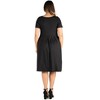 24seven Comfort Apparel Short Sleeve Plus Size  Midi Skater Dress With Pockets - 3 of 4