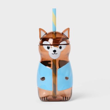 10 fl oz Figural Squirrel Tumbler with Straw Blue - Pillowfort™