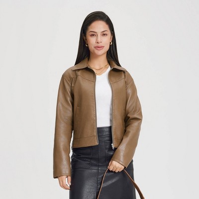 Women's Zip-Front Faux Leather Jacket - Universal Thread™