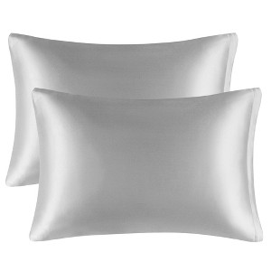 PiccoCasa Luxury Smooth Satin Hidden Zipper Closure Pillowcases 2 Pcs - 1 of 4