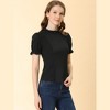 Allegra K Women's Puff Sleeve Mock Neck Ruffle Trim Blouse - 4 of 4