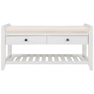 FONTOI Shoe Rack with Cushioned Seat and Drawers, Shoe Racks with Sliding Drawers, Ridded Base, Handles, White, 14"*19.8"*39" - 1 of 4