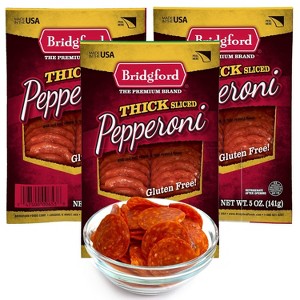 Bridgford Thick Sliced Pepperoni 5 oz  - Thick Pepperoni Slices for Pizza and Sandwiches with Zero Carb Ideal for your Keto Diets - 1 of 4