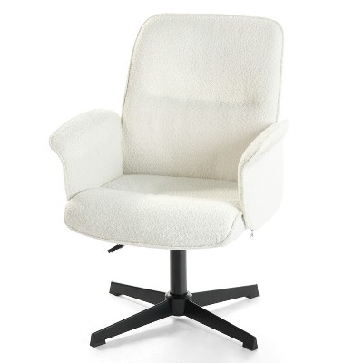 HomeRoots Off White and Black Boucle Adjustable Height Swivel Executive Office Chair