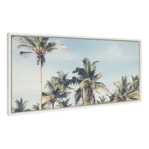 Kate And Laurel Sylvie Coastal Coconut Palm Tree Beach Framed Canvas By ...