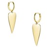 Chic 14K Yellow Gold Elongated Heart Charm Dangle Mini Hoop Earrings for a Touch of Romantic Elegance - 4 of 4