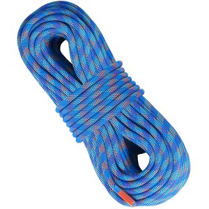 VEVOR 10.2mm Dynamic Climbing Rope, 50M(164ft) Outdoor Rock Climbing Rope 25KN Breaking Tension, Stretchable Fiber Rope with Steel Snap Hooks, Blue - 1 of 4