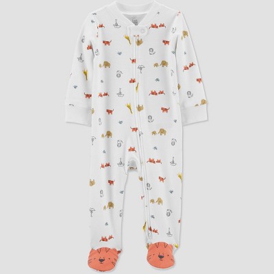 Baby Boys' Tiger Footed Pajama - Just One You® made by carter's Orange Newborn