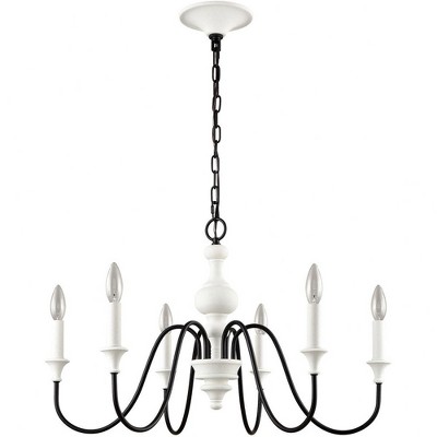 Val de Loire French Country Charm White Coral 6-Light Chandelier