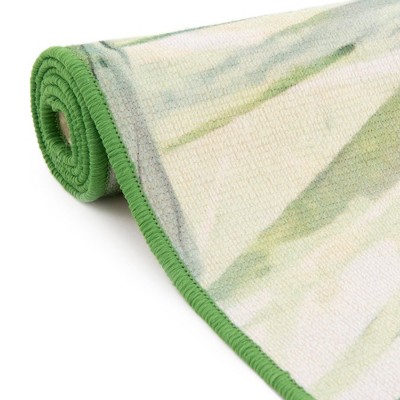 Green and Ivory Synthetic Rectangular Outdoor Rug, 10' x 13'