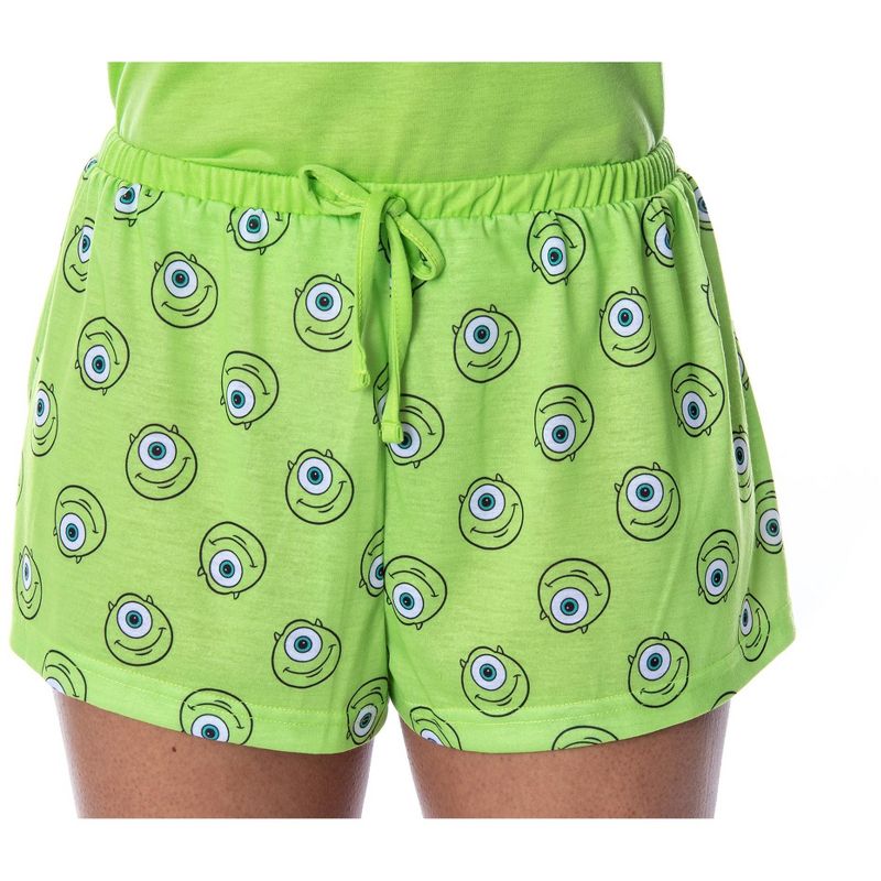 Disney Women's Monsters Inc. Mike Wazowski Shirt and Shorts Pajama Set Lime Green, 4 of 6