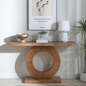 HDZNVF 53.2in Modern Minimalist Wooden Console Table Circular Base Wooden Console Table - 1 of 4