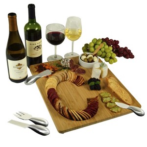 Picnic at Ascot Monogrammed Bamboo Charcuterie, Cheese & Cracker Serving Board - 1 of 3